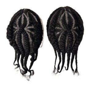 Mongolian Remy Human Hair Systems 1b# Natural Black No.8 Flower Afro Cornrow Braids 8×10 Full Lace Toupee Male Unit for Black Me