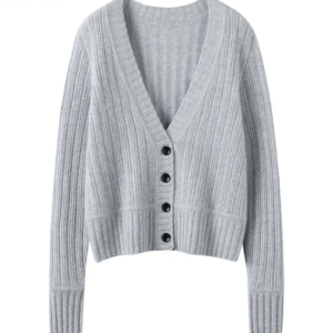 BirdTree, Elegant 100%Pure Cashmere Cardigans, Women Vneck Long Sleeve, Fashion Casual Sweater Coat, Autumn Winter Top C48607QM