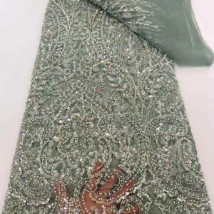 2025 New African French Nigerian High End Lace Fabric With Beads Sequins Mesh for Embroidery Wedding Party Bride Sewing Dress