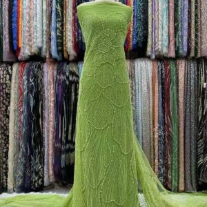 African Heavy Beaded Lace Fabric French Bridal Sequins 2025 Luxury Nigerian Tulle Couture Materiel for Wedding Dresses