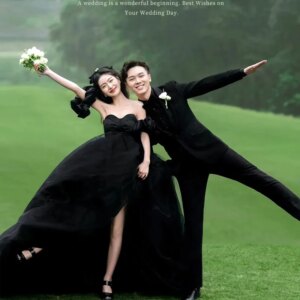 Wedding Dress Black Sweet Princess Outdoor Strapless Tail Clothing