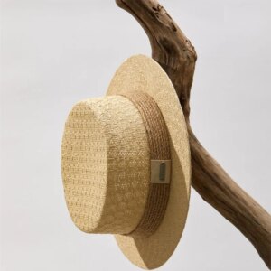 Summer new handwoven hemp rope flat top hat men European fashion shade holiday