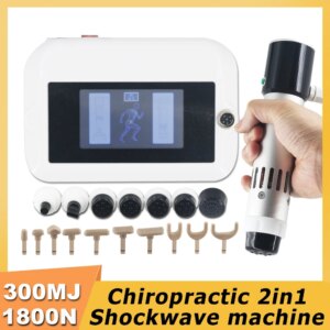 300MJ Shockwave Therapy Machine ED Treatment Portable Relief Tendonitis And Arthritis 2 in 1 Electric Chiropractic Gun 1800N