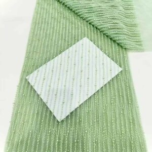 Elegant Handmade Beads Embroidery French Tulle Lace Fabric For Party Nigerian Luxury Sequines Lace Fabric Wedding Dress Sewing