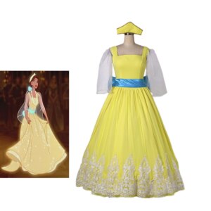 Movie Anastasia Cosplay Costume Women Yellow Princess Dress Halloween Carnival Fancy Party Ball Gown Custom Made