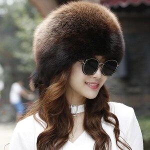 New fur hat ladies real leather Northeast ear ski plush fashion Mongolian