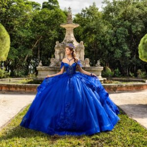 Customized dark blue Off Shoulder Quinceanera Dress crystal applique 3D flower Lace layering vestidos de 15 Quinceanera