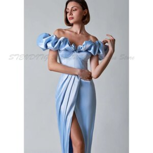 Classic Women Formal Evening Party Dress Floor Length Straight Off The Shoulder Simple High Quality Banquet Prom Luxury Gowns