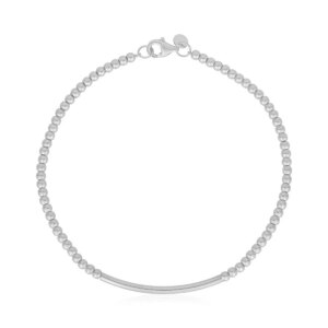 14k White Gold High Polish Bead Bar Bracelet