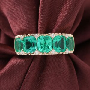 Provence jewelry 10K 14K solid gold princess lab emerald wedding ring for women men retro pattern anniversary ring custom gifts