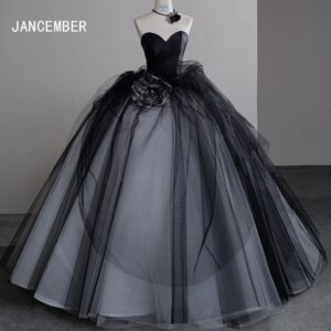 Black Ball Gown Quinceanera Dress Flash Sale Corset Lace Strapless Sweet 16 Dress Court Train Lace Up Vestidos De 15 Anos SFY37