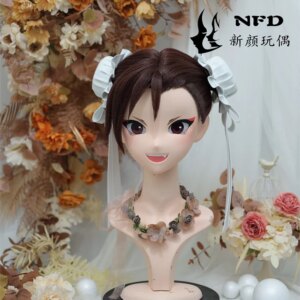 Kigurumi Street Fighter, Chunli Kigurumi mask Full Headband Lock Cosplay Headshell Props Costume Anime Game