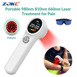 ZJKC Cold Laser Therapy Machine for Body Pain Deep Laser Tissue Therapy for Human and Pets 1760mW 660nmx16+810nmx4+980nmx4