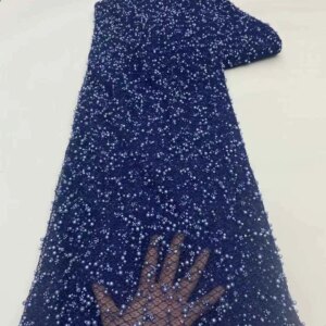 Elegant African Lace Fabric Sequins Beaded Embroidery Groom Nigerian Bridal High Quality French Tulle Lace Fabric For Wedding
