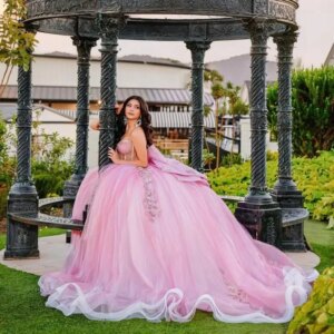 Customized Light Pink Princess Wind V-neck Off Shoulder Quinceanera Dress applique Tull Bow vestidos de 15 Quinceanera
