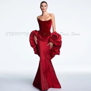 Simple Evening Dresses Elegant Strapless Sleeveless A Line Floor Length High Quality Fit Formal Event Banquet Prom Wedding Gowns