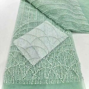 2025 New African French Nigerian High End Lace Fabric With Beads Sequins Mesh for Embroidery Wedding Party Bride Sewing Dress