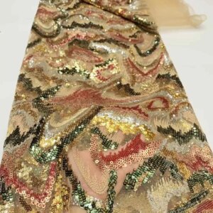 French Sequins Lace Fabric African Lace Fabric 2025 High Quality Nigerian Embroidery Lace Fabric For Wedding Sewing