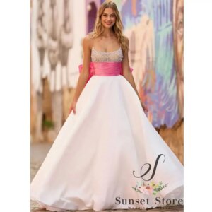 Customized  Evening Dresses Luxury Chapel Train Back Bow Prom Dress Elegant Princess Birthday Party Prom Dress2025