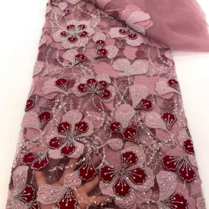 Luxury Exquisite High-end New Fashion Design Fabric Handmade Embroidery Net Lace Full Beads For Making Women Wedding Dress