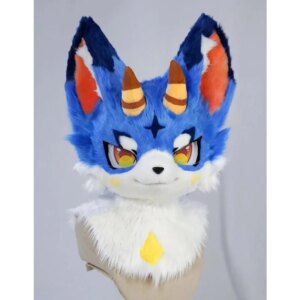 Blue Fursuit Husky Fox Mascot (Head) Halloween Party Fur Cosplay