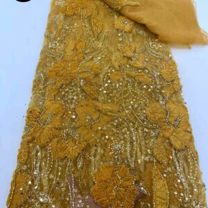 African 3D Lace Fabric 2025 High-Quality Mesh Sequins Embroidered French Sequin Groom Nigerin for Women’s Evening Dresses Sewing