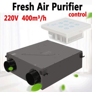 400m³/h Air Purifier Central Heating Controller Air Filter Ventilator Temperature Humidity Sensor Coil Heat Exchanger
