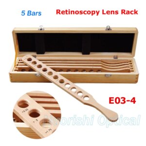 E03-4 Retinoscopy Trial Board Lens Rack Set Kit 5 Wooded Bars Wooden Case Packed