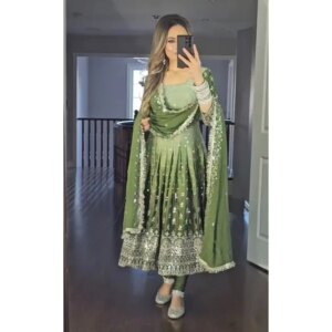 Green Gown Pakistani Salwar Kameez Ready To Wear Suits Indian Wedding Party Bollywood