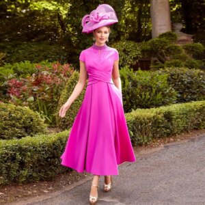 Elegant A Line Rose Ankel Length Mother of the Bride Dresses for Weddings Beading Evening Party Dresses for Women Wedding Gowns