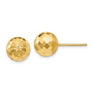 14k 9mm Diamondcut Mirror Ball Post Earrings