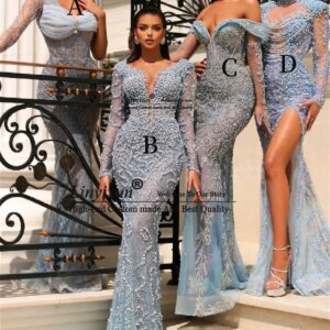 Luxury Beaded African Wedding Party Dress With Appliques Lace Mermaid Bridesmaid Dresses Customized Glitter vestidos de festa