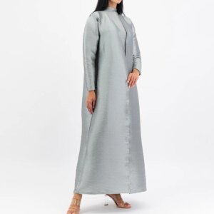 Customized  Satin A-Line Evening Dress High Collar Floor Length Long Sleeves Solid Color High Quality Bespoke Occasion
