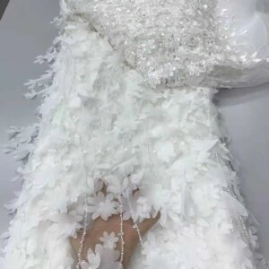 African Heavy Groom Lace Fabric 2025 High Quality French Sequins Lace Fabric 3D Nigerian Lace Fabric For Wedding Party Dress