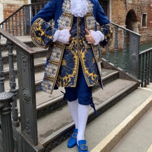 18th Century Rococo Baroque Period Gorgeous Men’s Embroidery Suit Costume Rococo Victorian King Prince Luxury Blue Ball Gown
