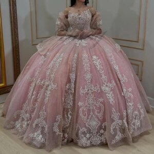 Customized Mexican Princess Quinceanera Dresses Lace Applique Bow Ball Gown Women Prom Birthday Party Dress Vestido 15 16 Girls