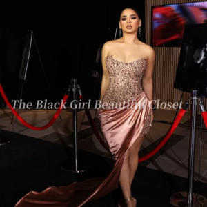 Customized Glitter Beaded Applique Sexy Strapless Pink Prom Dresses lace-up Black Girls Evening Gowns