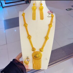 New Dubai 24K Gold Plated Necklace, Earrings, Rings, Wedding Party Gift Jewelry Set for Women YY10517