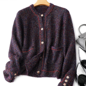 BirdTree, 12% Wool Thicken Cardigans, Women Pockets Colorful Yarn, Fashion Casual Knit Jacket, 2024 Autumn Winter Top C48944QM
