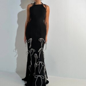 Customized Sparkle Exquisite Exquisite High Quality Spaghetti Mermaid Evening Bowknot Satin Custom
