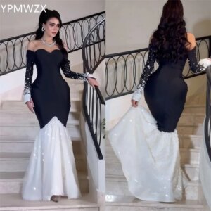 Customized Prom Gown Formal Women YPMWZX Off-the-shoulder Trumpet Floor Length Skirts Bead Sequin Bespoke Occasion Dresses Eveni