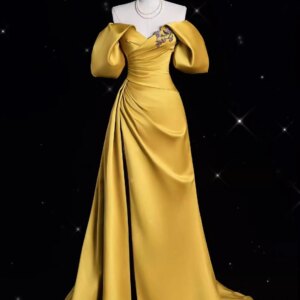 Customized Handmade One Shoulder Evening Gown Wedding Princess Dress Hosting Annual President’s Style