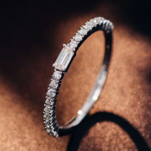 Provence Wedding ring Solid Gold DEF/VS Lab Diamonds Luxury half band Minimalist Engagement cocktail ring for Women Custom