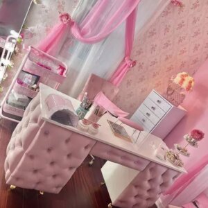 Modern design ins nail salon furniture manicure table and pink chair