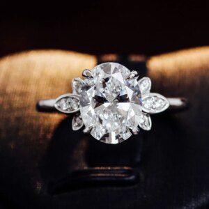 Provence jewelry real K gold 2CT oval cut lab diamond engagement rings for women custom wedding anniversary ring IGI Certificate