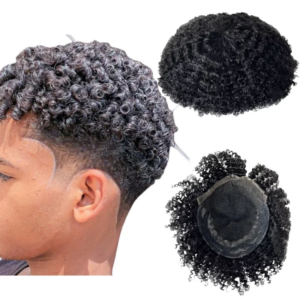 Indian Virgin Human Hair Replacement #115 8mm Wave Q6 Toupee 8×10 Skin Unit for Black Men