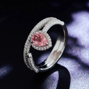 Provence Snake Ring 10K Solid Gold pink Pear Cut Lab Gemstone character Ring Trendy Animal Ring Fine Jewelry Personalized Custom