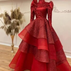 Burgundy Prom Dresses High Neck Sequined Lace Appliques Formal Evening Party Gowns Custom Sexy 2022 Vestidos De Gala
