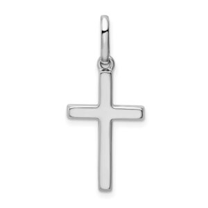 14k White Gold Hollow Cross Pendant