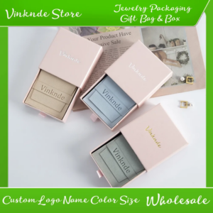 100pcs Bulk Custom Paper Cardboard Drawer Packaging Jewelry Box Microfiber Suede Jewelry Gift Pouch Dust Bag With Logo Printed